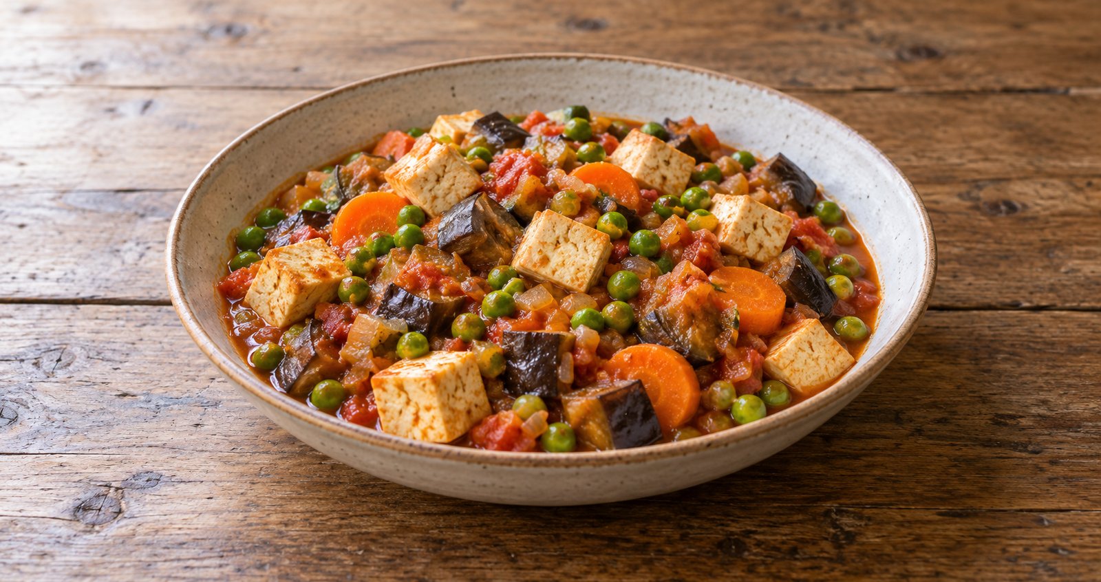 Einfacher Tofu-Erbsen-Eintopf