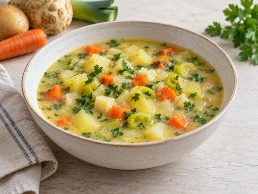 Sopa alemã de batata e legumes
