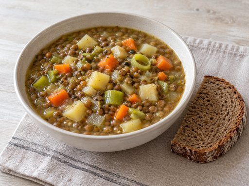 Vegetarischer Linseneintopf mit Gemüse