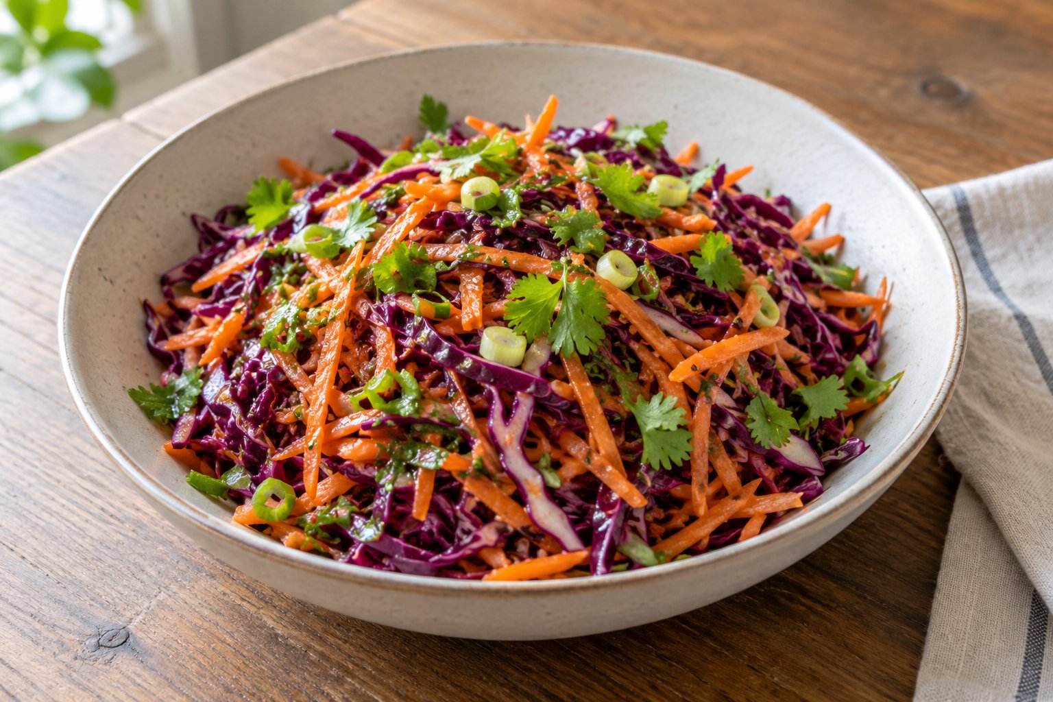 Salada de couve-roxa com molho de lima
