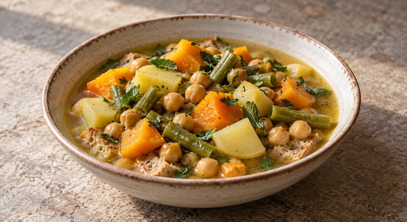 Kichererbsen-Bohneneintopf, vegetarisch angepasst