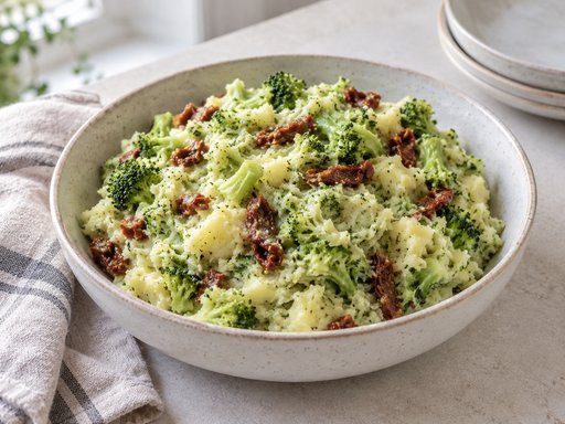 Brokkoli-Stamppot mit getrockneten Tomaten