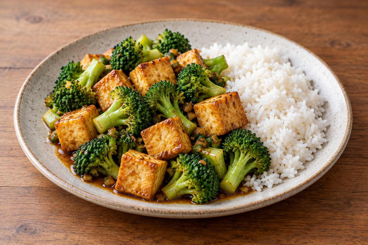 Tofu-Brokkoli-Pfanne mit Reis
